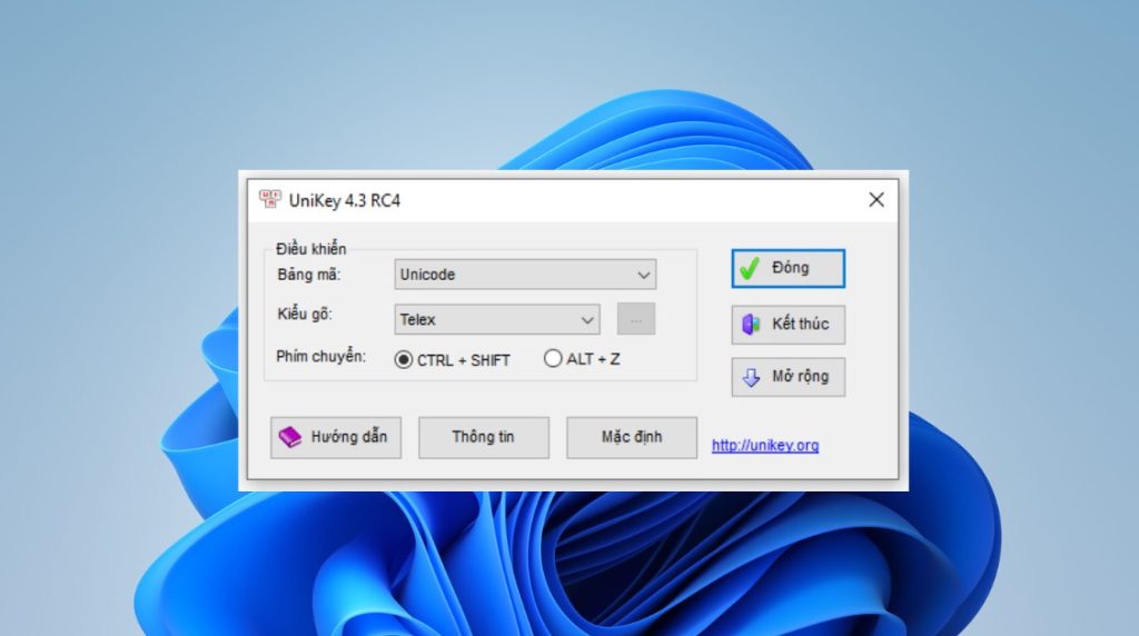 Mở phần mềm Unikey đã được cài đặt và kích hoạt trên máy tính