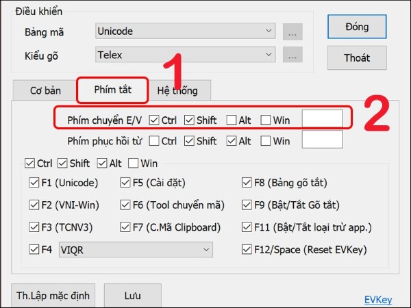 Trong mục Phím tắt, chọn tổ hợp phím yêu thích và nhấn Lưu