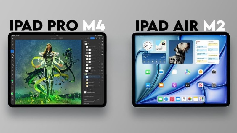 so sánh ipad pro m4 và ipad air m2