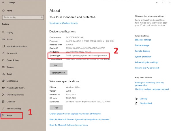 Tìm thông tin trong phần System Type để biết loại hệ điều hành