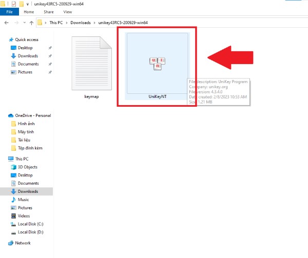 Nhấp đúp chuột vào file thực thi để bắt đầu sử dụng Unikey