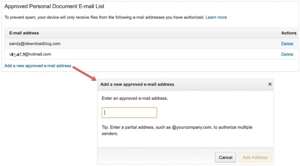Thêm email của bạn vào mục Approved Personal Document E-mail List