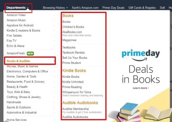Đăng nhập vào tài khoản và vào mục Departments