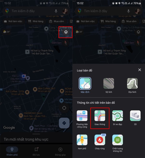 Bạn hãy mở ứng dụng Google Maps trên điện thoại