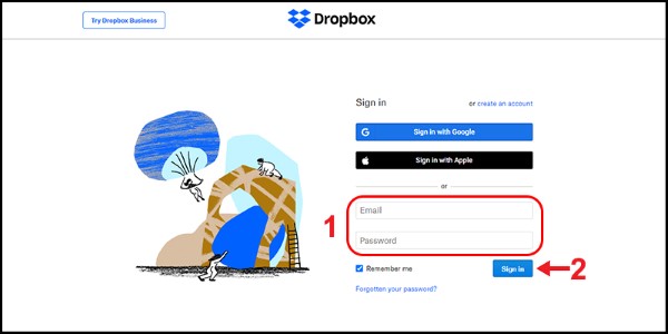 Bạn cần truy cập vào trang web của Dropbox để vào giao diện đăng nhập