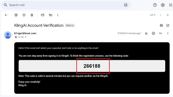Kiểm tra email nhận mã xác minh (Verification code)