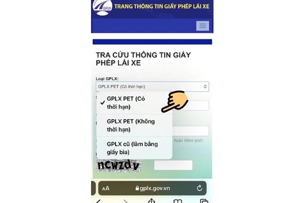 Chọn loại giấy phép tương ứng 