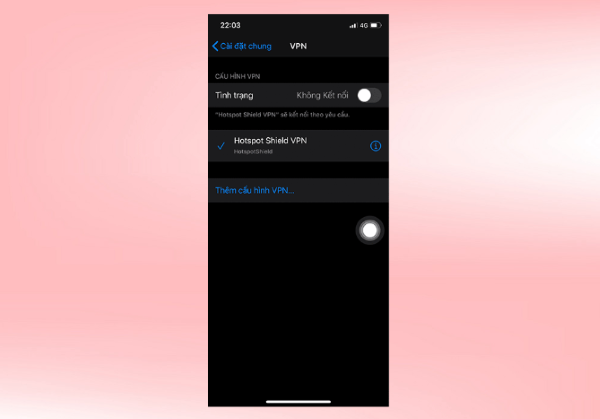 Gạt công tắc Tình trạng sang trạng thái Không kết nối để tắt VPN