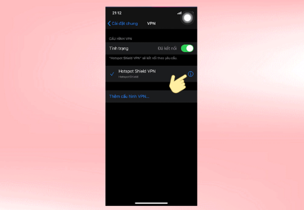 Nhấn chọn cấu hình VPN mong muốn và kết nối