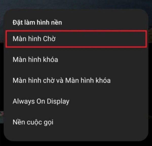 Tiếp tục chọn Màn hình chờ