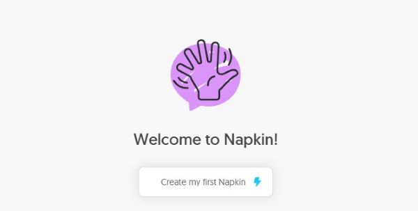 Nhấn “Create my first Napkin” để khởi tạo dự án đầu tiên