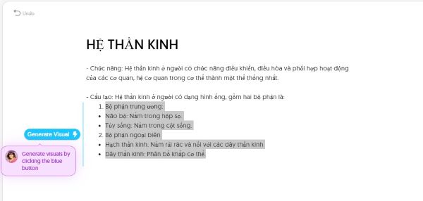 Chọn biểu tượng “Generate Visual” để tạo ảnh minh họa
