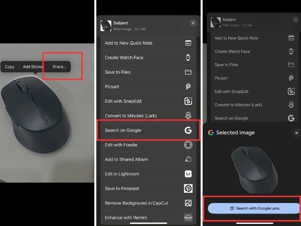 tìm kiếm bằng hình ảnh trên iphone