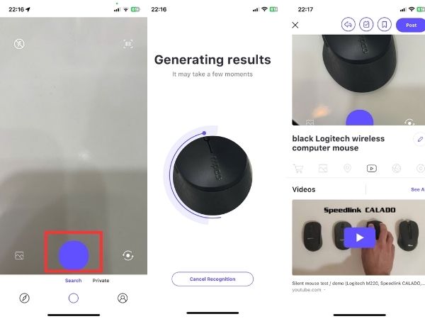 tìm kiếm bằng hình ảnh trên iphone