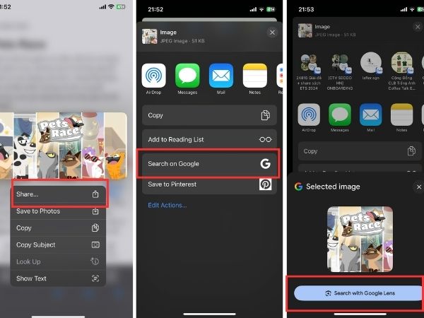tìm kiếm bằng hình ảnh trên iphone
