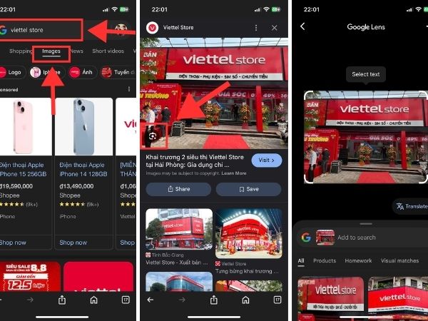 tìm kiếm bằng hình ảnh trên iphone