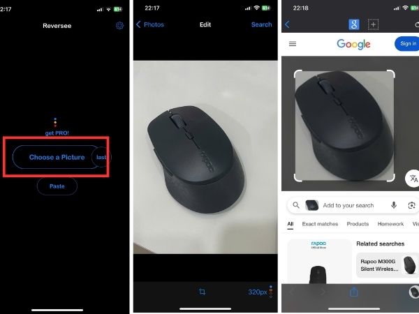 tìm kiếm bằng hình ảnh trên iphone