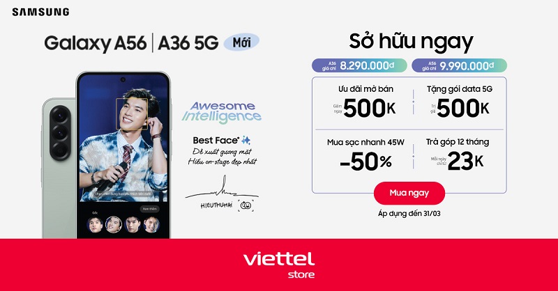 Galaxy Galaxy A36| A56 5G ra mắt và mở bán với ưu đãi lên đến 1 triệu đồng