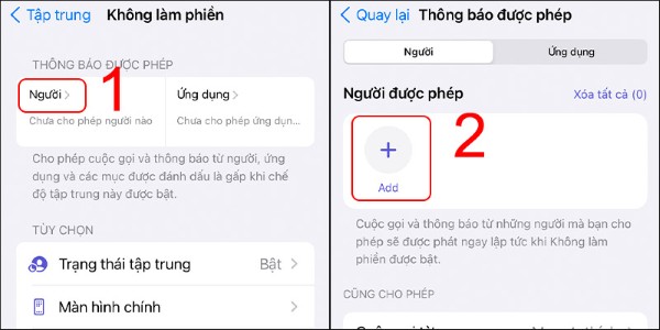 Nhấn vào Người, tiếp tục nhấn vào biểu tượng dấu + trong mục Người được phép