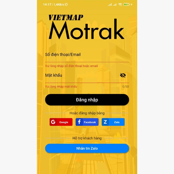 Mở ứng dụng và tiến hành đăng nhập bằng tài khoản được cung cấp