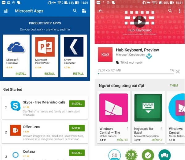 Tải Microsoft Apps (bắt buộc để có thể tải Hub Keyboard)