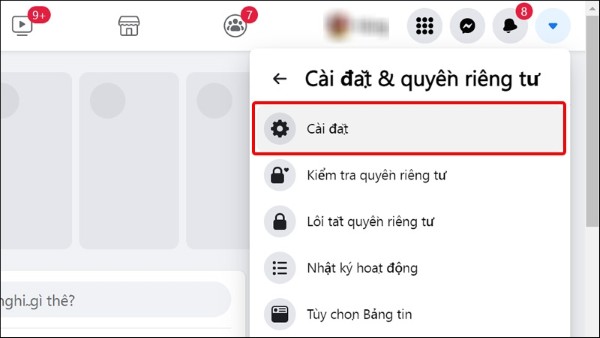 Chọn Cài đặt & Quyền riêng tư, rồi chọn Cài đặt