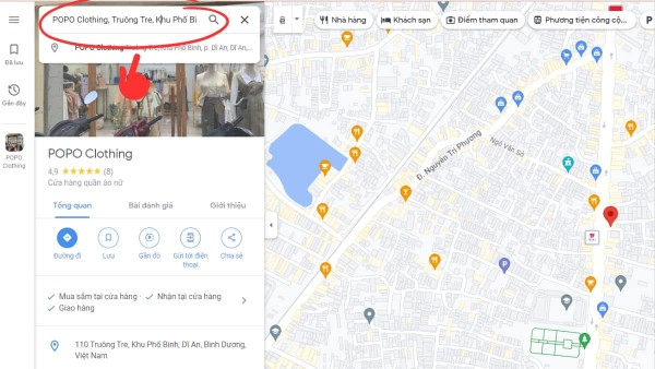 Mở Google Maps, nhập tên địa điểm bạn cần chia sẻ vào thanh tìm kiếm