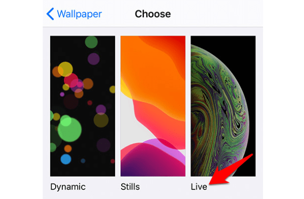 Chọn Live để thiết lập hình nền động cho màn hình khóa