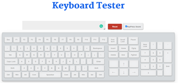 Keyboardtester.com là công cụ test bàn phím online được nhiều người sử dụng