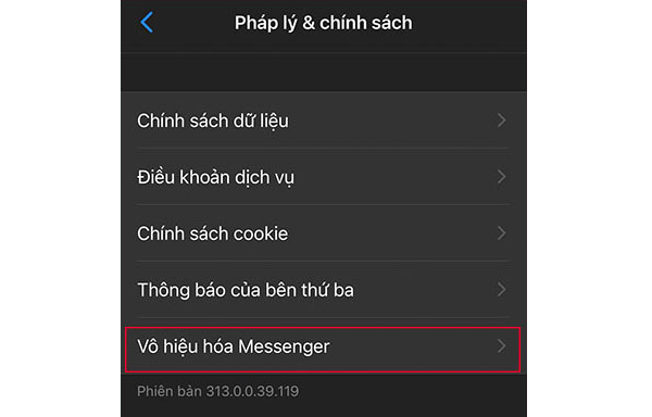 Nhấn vào Vô hiệu hóa Messenger