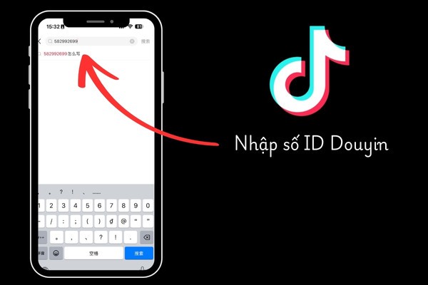 Nhập số ID Douyin bạn muốn tìm và nhấn vào biểu tượng tìm kiếm