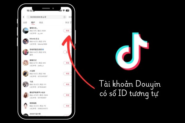 Hệ thống sẽ hiển thị tài khoản Douyin tương ứng với số ID đó