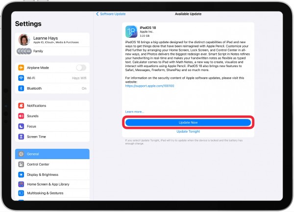Bạn hãy kiểm tra và nâng cấp phần mềm iPad lên phiên bản mới nhất 