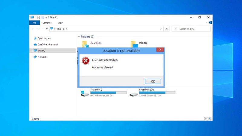 Lỗi Access is Denied trên Windows