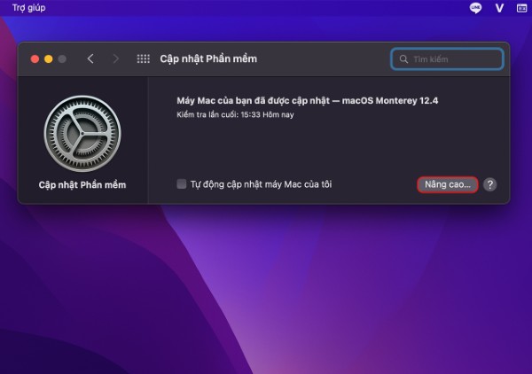 Nhấp vào "Nâng cao" (Advanced) và tải về phiên bản mới nhất