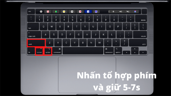 Đồng thời giữ tổ hợp phím Shift + Control + Option