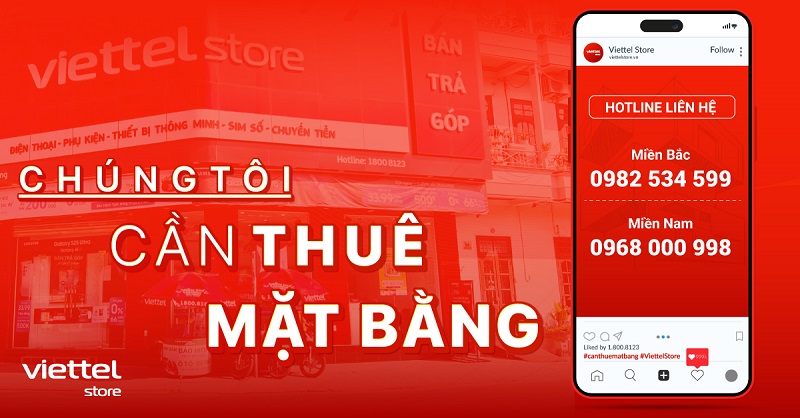 Hệ thống siêu thị Viettel Store cần thuê mặt bằng