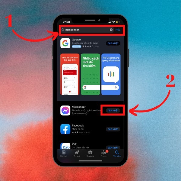 Nhấn nút Cập nhật để nâng cấp lên phiên bản mới
