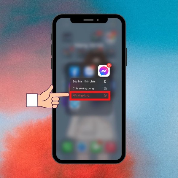 Nhấn giữ biểu tượng Messenger, sau đó chọn Xóa ứng dụng