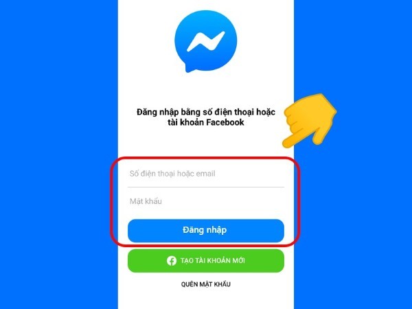 Mở ứng dụng và đăng nhập lại Messenger