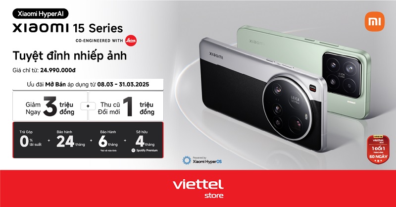 Viettel Store mở bán chính thức Xiaomi 15 Series – Tuyệt đỉnh nhiếp ảnh