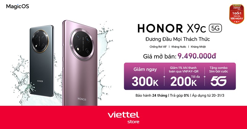 Viettel Store mở bán HONOR X9c giá chỉ 9.49 triệu, giảm ngay 300K