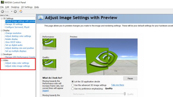 NVIDIA Control Panel hỗ trợ điều chỉnh trên TV hoặc máy chiếu