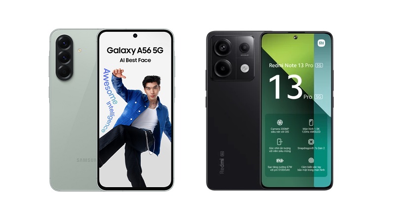 So sánh Samsung Galaxy A56 5G và Xiaomi Redmi Note 13 Pro 5G