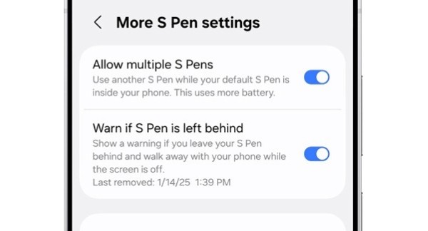 Bạn có thể kích hoạt các tùy chọn bổ sung cho S Pen