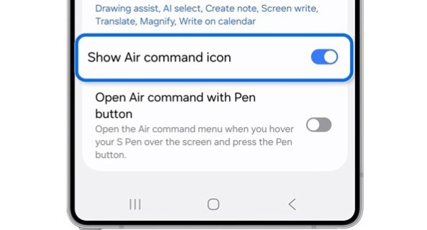 Tắt tùy chọn Hiển thị biểu tượng Air Command