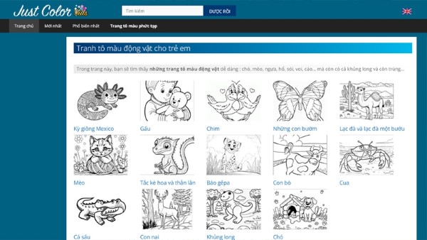 Just Color Kids tích hợp công cụ tô màu online