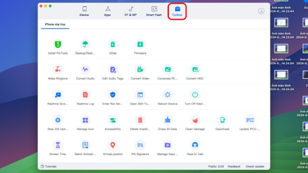 3uTools cung cấp bộ công cụ hữu ích trong Toolbox