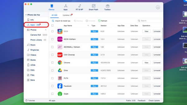 3uTools tích hợp kho ứng dụng như App Store trên iPhone