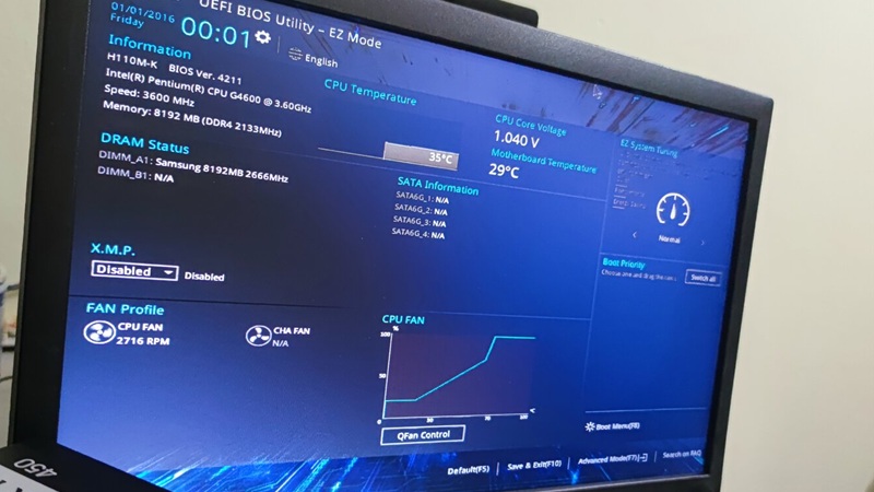 Máy tính trong tình trạng treo ở giao diện BIOS